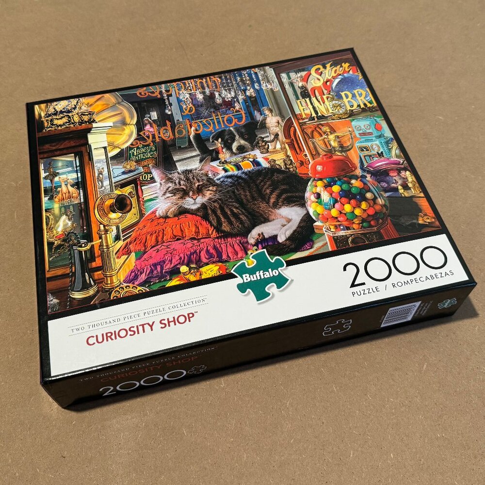 Buffalo Games Curiosity Shop 2000 Piece Jigsaw Puzzle Complete Colorful Cat Dog